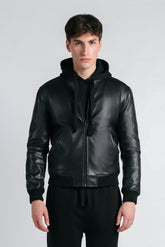 GIUBBOTTO BOMBER EFFETTO PELLE NERO